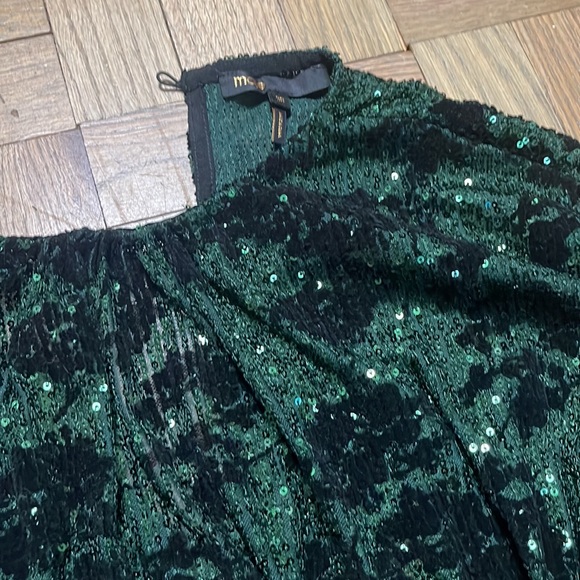 Maje Green and Black Sequin Romper - Picture 5 of 7